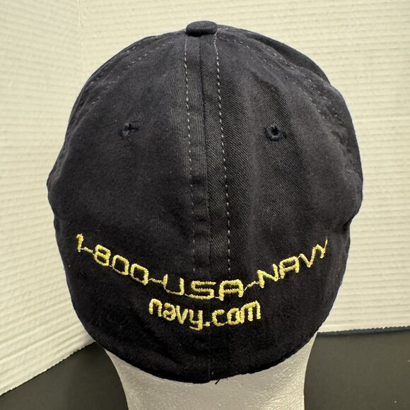 Go Navy Recruiting Cap Hat Blue Stretch Fit Embroidery Military Made In USA - Picture 3 of 7
